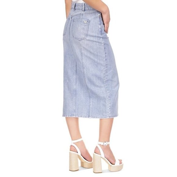 Michael Kors Women's Button-Front Denim Midi Skirt Blue Size 14 MSRP $145 - Picture 6 of 6